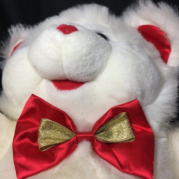 RARE Dan Dee Vintage MTY Teddy Bear Plush Red Satin Hearts 16" VHTF - Picture 9 of 9